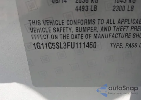 2015 Chevrolet Malibu 1Lt из США, поврежденный, VIN 1G11C5SL3FU111460